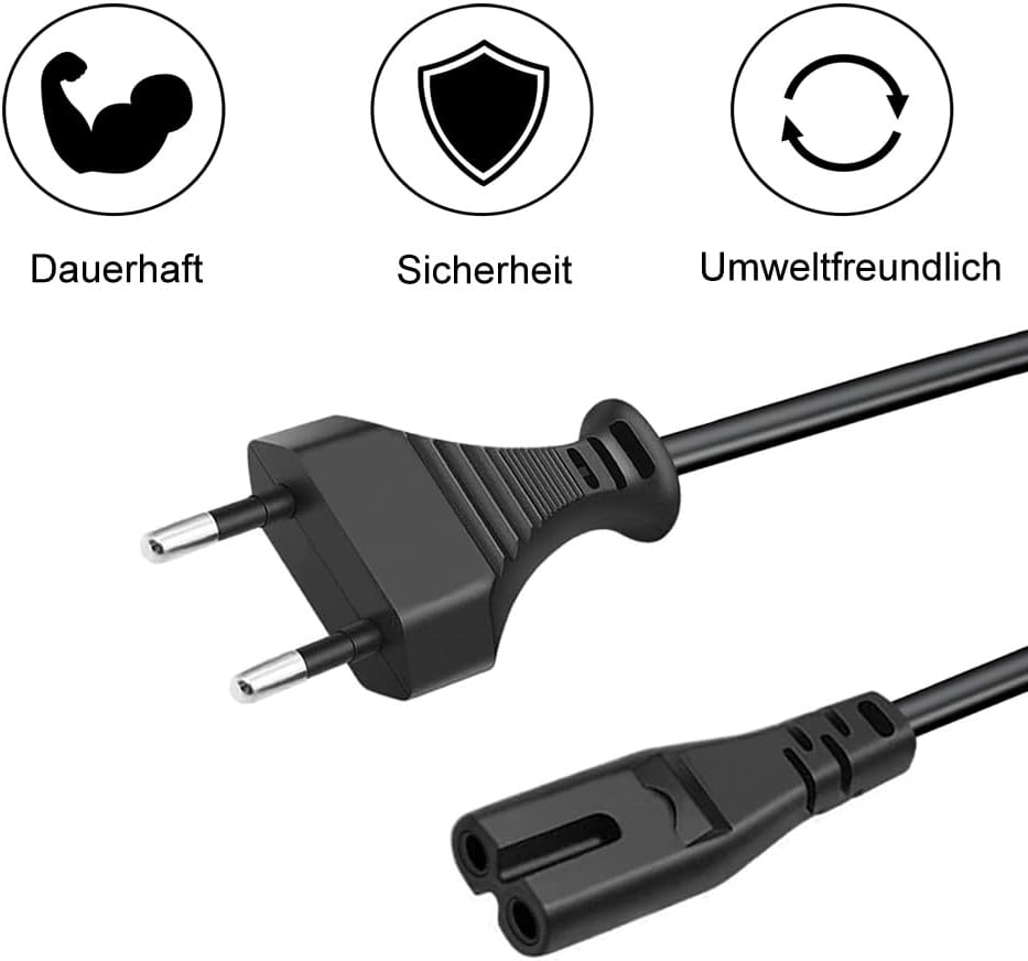 AC Power Cable Netzkabel Stromkabel 2 polig Replacement for Epson Ecotank ET-2720 ET-2750 ET-2820 ET-2850 Expression Premium XP-8700 XP-7100 XP-6100 XP-2100 XP-3100 XP-4100 Printer Power Cord