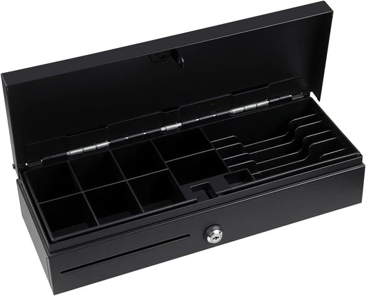Registrierkasse Schublade 12V/24V Kassenschublade Kasse Kassenlade Geldlade für POS-Belegdrucker System, mit RJ11-Schnittstelle, 6 Banknoten und 8 Münzen