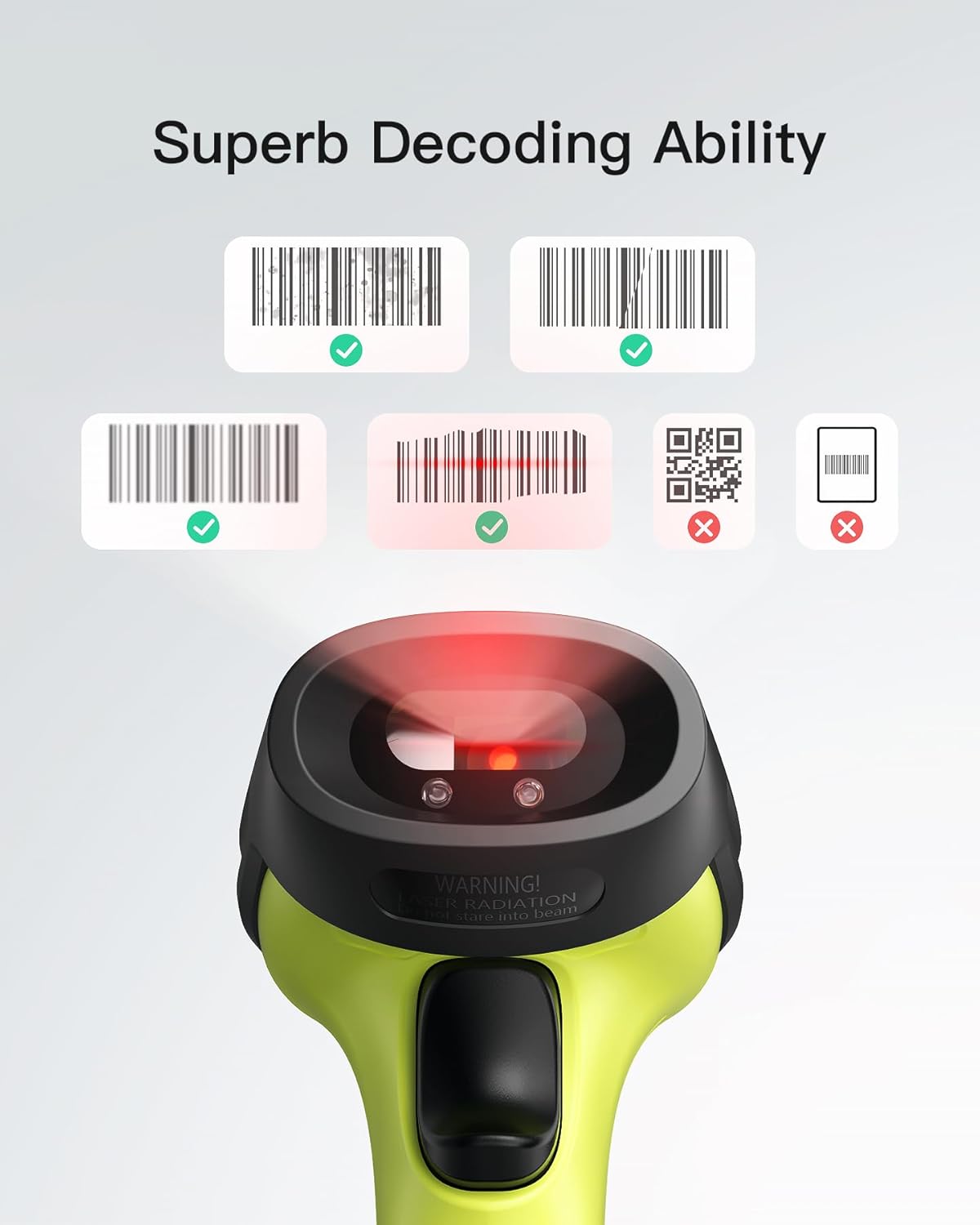 Inateck Barcode Scanner Wireless 2.4 GHz
