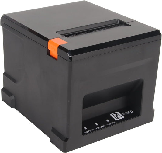 Thermo POS Drucker, 80mm Direkt Thermo Belegdrucker mit Automatischer Schneidevorrichtung, USB Restaurantküchendrucker mit LAN Anschluss,