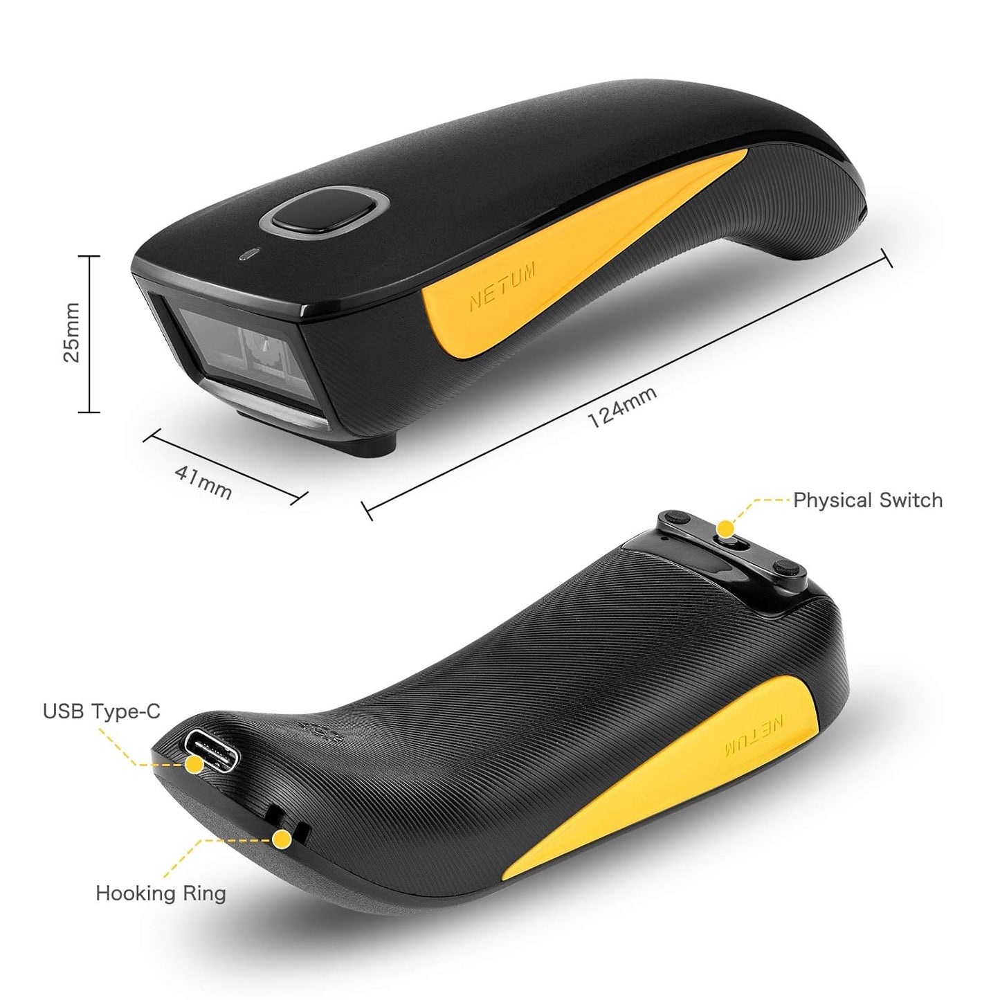 NETUM C750 Wireless Barcode Scanner Bluetooth Kompatibel Kleine Tasche USB 1D 2D QR Code Scanner für Inventar