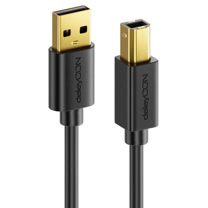 deleyCON 5m USB 2.0 Datenkabel Druckerkabel Scannerkabel - USB A-Stecker zu USB B-Stecker für Drucker Scanner Printer - Schwarz