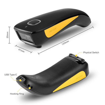 NETUM C750 Wireless Barcode Scanner Bluetooth Kompatibel Kleine Tasche USB 1D 2D QR Code Scanner für Inventar